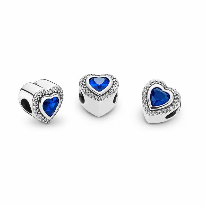 Pandora Sparkling Love Charm - Sterling Silver/Blue/Mixed Stones/Cubic Zirconia - Canada | AK9532BI